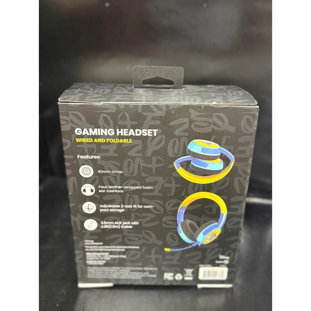 Disney Stitch Gaming Headset Wired and Foldable Blue Yellow Microphone NEW